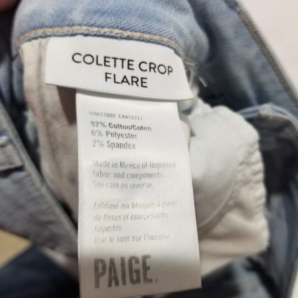 Paige Denim 32 Colette Crop Flare Jeans Fringe Raw Hem Bossanova Cropped Ankle - Picture 4 of 11